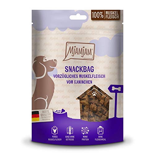 MjAMjAM - Premium Hundesnack - Snackbag - vorzügliches Muskelfleisch vom Kaninchen, 1er Pack (1 x 100 g), naturbelassen ganz ohne synthetische Konservierungsstoffe von MjAMjAM