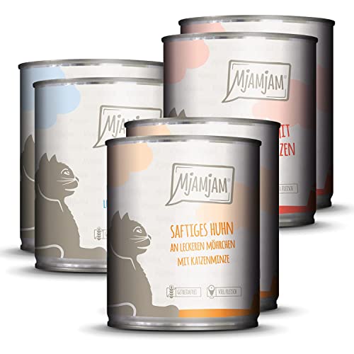 MjAMjAM - Premium Nassfutter für Katzen - Probierpaket, 6er Pack (6 x 800 g), getreidefrei mit extra viel Fleisch von MjAMjAM
