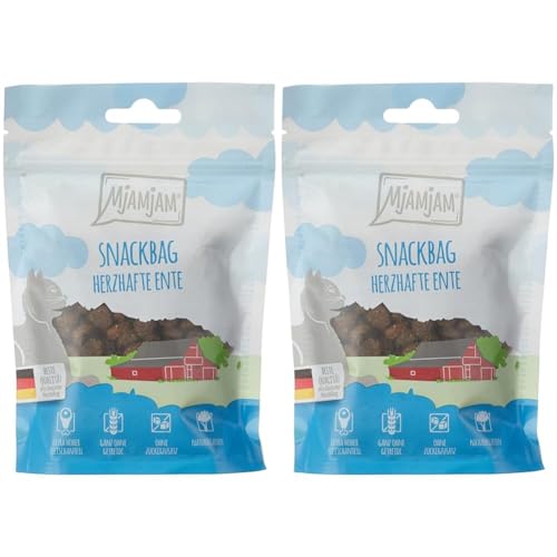 MjAMjAM - Premium Katzensnack - Snackbag - herzhafte Ente, 2er Pack (1 x 125 g), naturbelassen ganz ohne synthetische Konservierungsstoffe von MjAMjAM