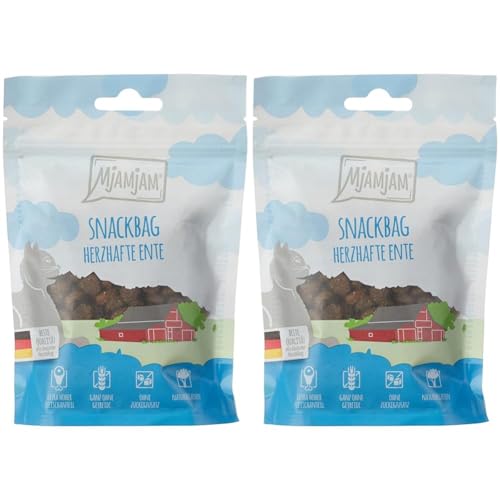 MjAMjAM - Premium Katzensnack - Snackbag - herzhafte Ente, 2er Pack (1 x 125 g), naturbelassen ganz ohne synthetische Konservierungsstoffe von MjAMjAM
