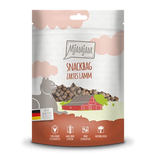 MjAMjAM - Premium Katzensnack - Snackbag – zartes Lamm, 1er Pack (1 x 125 g), naturbelassen ganz ohne synthetische Konservierungsstoffe von MjAMjAM