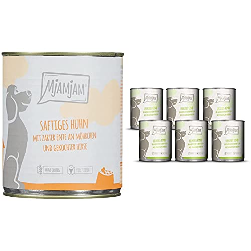 MjAMjAM - Premium Nassfutter für Hunde, 6er Pack (6 x 800 g) & Premium Nassfutter für Hunde - leckeres Rind an gekochten Kartoffeln mit knackigen Erbsen, 6er Pack (6 x 800 g) von MjAMjAM