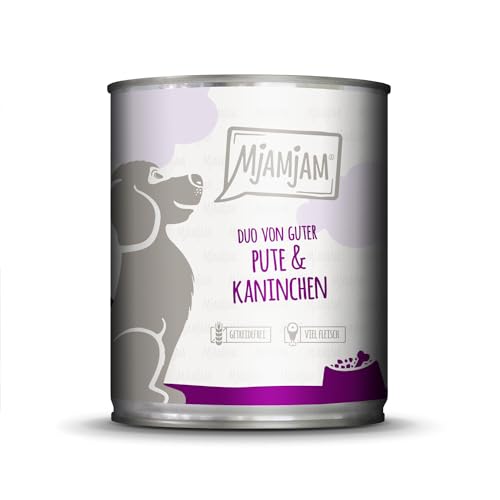 MjAMjAM - Premium Nassfutter für Hunde - DUO von guter Pute & Kaninchen, 1er Pack (1 x 800g), getreidefrei mit extra viel Fleisch von MjAMjAM