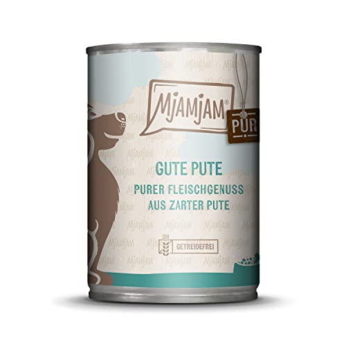 MjAMjAM - Premium Nassfutter für Hunde - Gute Pute pur 1er Pack (1 x 400 g), getreidefrei mit extra viel Fleisch von MjAMjAM