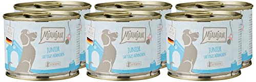 MjAMjAM - Premium Nassfutter für Hunde - Junior saftiges Hühnchen mit Ei, 6er Pack (6 x 200 g), naturbelassen mit extra viel Fleisch von MjAMjAM