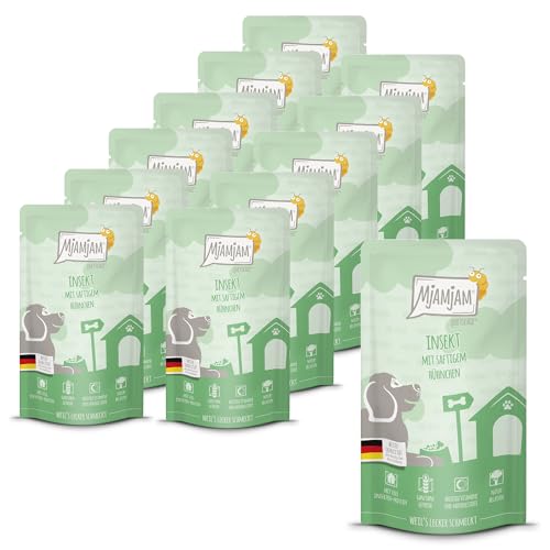 MjAMjAM - Premium Nassfutter für Hunde - Quetschie - Insekt mit saftigem Hühnchen, 12er Pack (12 x 125g), getreidefrei mit extra viel Fleisch von MjAMjAM