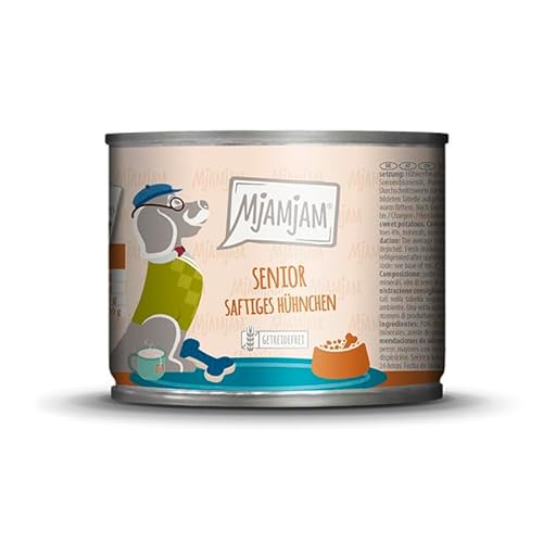 MjAMjAM - Premium Nassfutter für Hunde - Senior - saftiges Hühnchen an schmackhaften Süßkartoffeln, 1er Pack (1x200g), getreidefrei von MjAMjAM