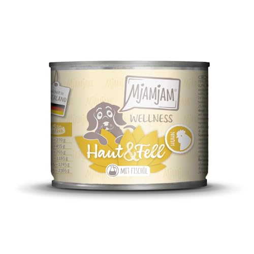 MjAMjAM - Premium Nassfutter für Hunde - Wellness - Haut & Fell - Huhn, 1er Pack (1x200g), getreidefrei von MjAMjAM