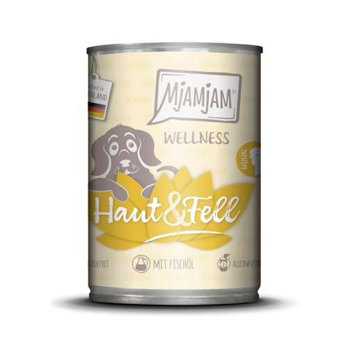 MjAMjAM - Premium Nassfutter für Hunde - Wellness - Haut & Fell - Huhn, 1er Pack (1x400g), getreidefrei von MjAMjAM