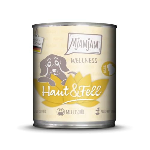MjAMjAM - Premium Nassfutter für Hunde - Wellness - Haut & Fell - Huhn, 1er Pack (1x800g), getreidefrei von MjAMjAM