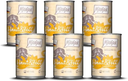 MjAMjAM - Premium Nassfutter für Hunde - Wellness - Haut & Fell - Huhn, 6er Pack (6x400g), getreidefrei von MjAMjAM