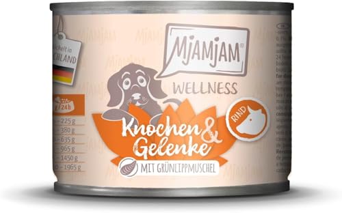 MjAMjAM - Premium Nassfutter für Hunde - Wellness - Knochen & Gelenke - Rind, 1er Pack (1x200g), getreidefrei von MjAMjAM