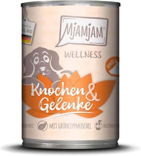 MjAMjAM - Premium Nassfutter für Hunde - Wellness - Knochen & Gelenke - Rind, 1er Pack (1x400g), getreidefrei von MjAMjAM