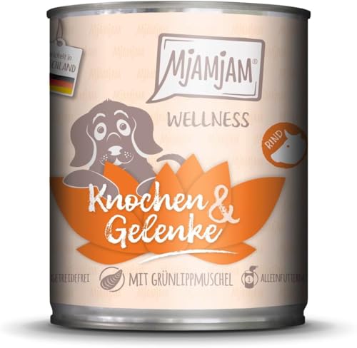 MjAMjAM - Premium Nassfutter für Hunde - Wellness - Knochen & Gelenke - Rind, 1er Pack (1x800g), getreidefrei von MjAMjAM