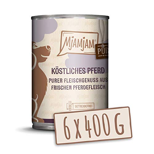 MjAMjAM - Premium Nassfutter für Hunde - purer Fleischgenuss - köstliches Pferd pur, 6er Pack (6 x 400 g), getreidefrei mit extra viel Fleisch von MjAMjAM