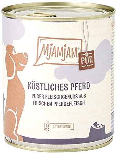 MjAMjAM - Premium Nassfutter für Hunde - purer Fleischgenuss - köstliches Pferd pur, 6er Pack (6 x 800 g), getreidefrei mit extra viel Fleisch von MjAMjAM