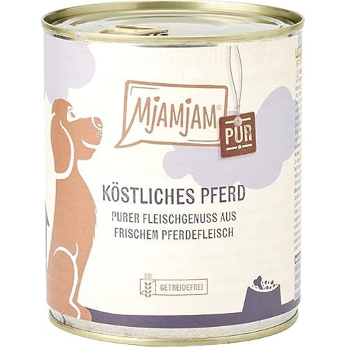 MjAMjAM - Premium Nassfutter für Hunde - purer Fleischgenuss - köstliches Pferd pur, 6er Pack (6 x 800 g), getreidefrei mit extra viel Fleisch von MjAMjAM