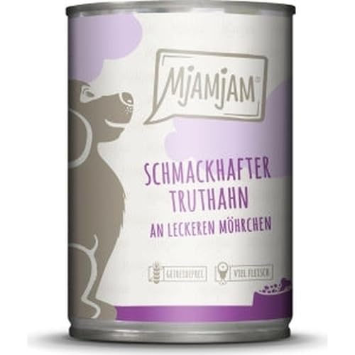 MjAMjAM - Premium Nassfutter für Hunde - schmackhafter Truthahn an leckeren Möhrchen, 1er Pack (1 x 400 g), getreidefrei mit extra viel Fleisch von MjAMjAM