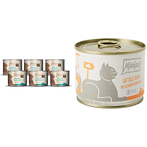 MjAMjAM - Premium Nassfutter für Katzen, 6er Pack (6 x 200 g) & Premium Nassfutter für Katzen - saftiges Huhn an leckeren Möhrchen, 6er Pack (6 x 200 g) von MjAMjAM