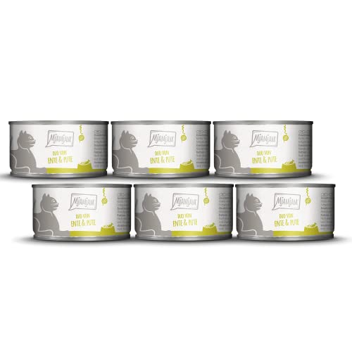 MjAMjAM - Premium Nassfutter für Katzen - DUO von zarter Ente & guter Pute an gedämpftem Kürbis, 6er Pack (6 x 100 g), getreidefrei mit viel Fleisch von MjAMjAM