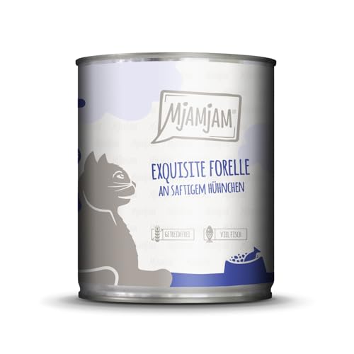 MjAMjAM - Premium Nassfutter für Katzen - exquisite Forelle an saftigem Hühnchen, 1er Pack (1x800g), getreidefrei von MjAMjAM