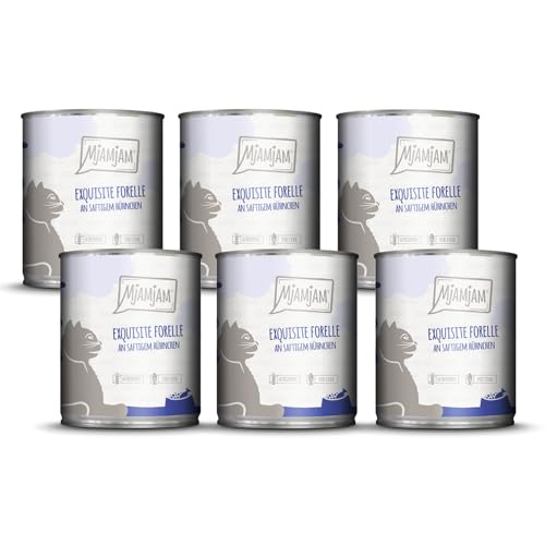 MjAMjAM - Premium Nassfutter für Katzen - exquisite Forelle an saftigem Hühnchen, 6er Pack (6x800g), getreidefrei von MjAMjAM