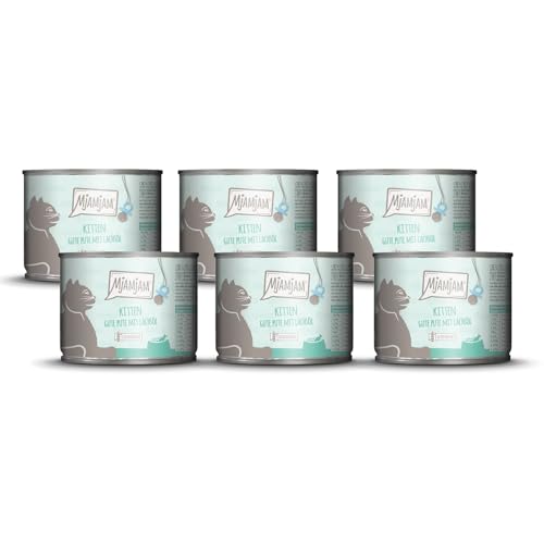 MjAMjAM - Premium Nassfutter für Katzen - Kitten gute Pute mit Lachsöl, 6er Pack (6x200g), getreidefrei von MjAMjAM