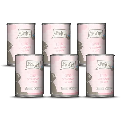 MjAMjAM - Premium Nassfutter für Katzen - Kitten saftiges Hühnchen mit Lachsöl, 6er Pack (6 x 400 g), getreidefrei mit extra viel Fleisch von MjAMjAM