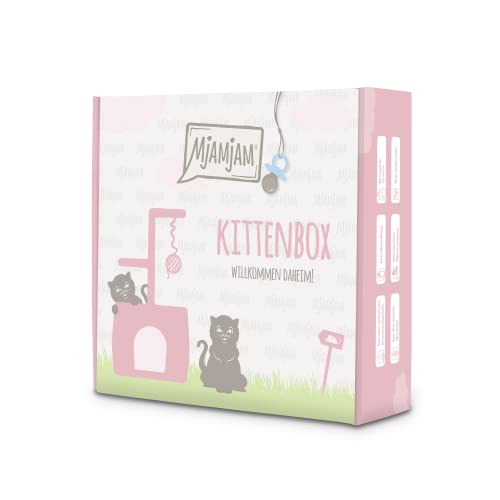 MjAMjAM - Premium Nassfutter für Katzen - Kittenbox - 3x Huhn mit Lachsöl & 3x Kalb mit Lachsöl, Futterbeutel, Kugelschreiber, Dosendeckel, 6er Pack (6 x 200 g) von MjAMjAM