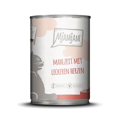 MjAMjAM - Premium Nassfutter für Katzen - Mahlzeit mit leckeren Herzen, 1er Pack (1 x 400 g), getreidefrei mit extra viel Fleisch von MjAMjAM