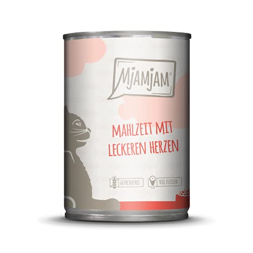 MjAMjAM - Premium Nassfutter für Katzen - Mahlzeit mit leckeren Herzen, 6er Pack (6 x 400 g), getreidefrei mit extra viel Fleisch von MjAMjAM