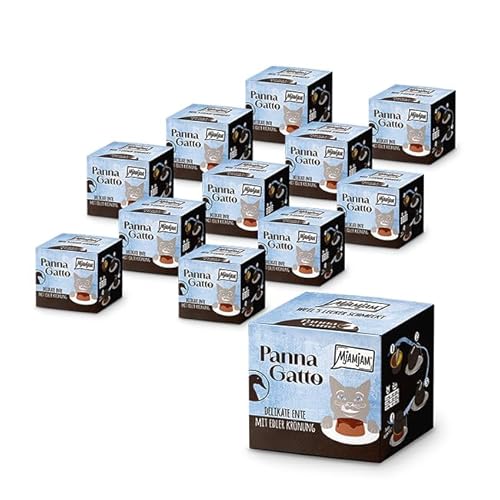 MjAMjAM - Premium Nassfutter für Katzen - Panna Gatto - delikate Ente mit edler Krönung, 12er Pack (2x80g), getreidefrei von MjAMjAM