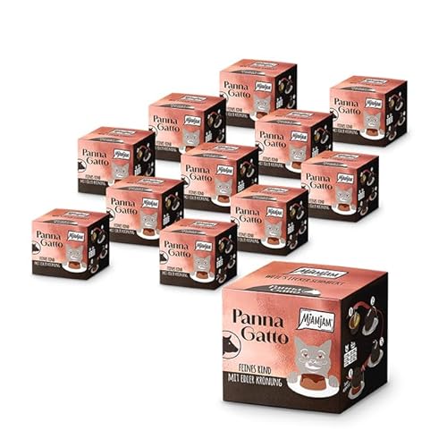 MjAMjAM - Premium Nassfutter für Katzen - Panna Gatto - feines Rind mit edler Krönung, 12er Pack (2x80g), getreidefrei von MjAMjAM