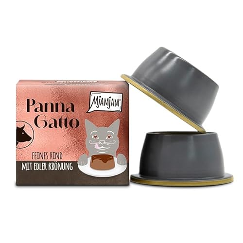MjAMjAM - Premium Nassfutter für Katzen - Panna Gatto - feines Rind mit edler Krönung, 1er Pack (2x80g), getreidefrei von MjAMjAM