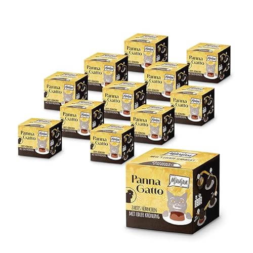 MjAMjAM - Premium Nassfutter für Katzen - Panna Gatto - zartes Hühnchen mit edler Krönung, 12er Pack (2x80g), getreidefrei von MjAMjAM