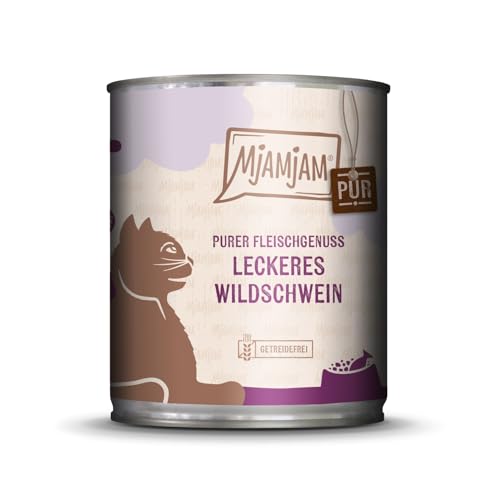 MjAMjAM - Premium Nassfutter für Katzen - Purer Fleischgenuss - leckeres Wildschwein pur, 1er Pack (1x800g), getreidefrei von MjAMjAM