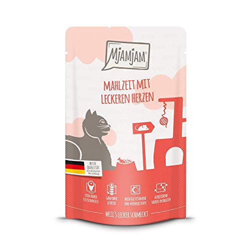 MjAMjAM - Premium Nassfutter für Katzen - Quetschie - Mahlzeit mit leckeren Herzen, 1er Pack (1 x 125 g), getreidefrei mit extra viel Fleisch von MjAMjAM