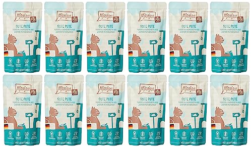MjAMjAM - Premium Nassfutter für Katzen - Quetschie - purer Fleischgenuss - gute Pute pur, 12er Pack (12 x 125 g), getreidefrei mit extra viel Fleisch von MjAMjAM