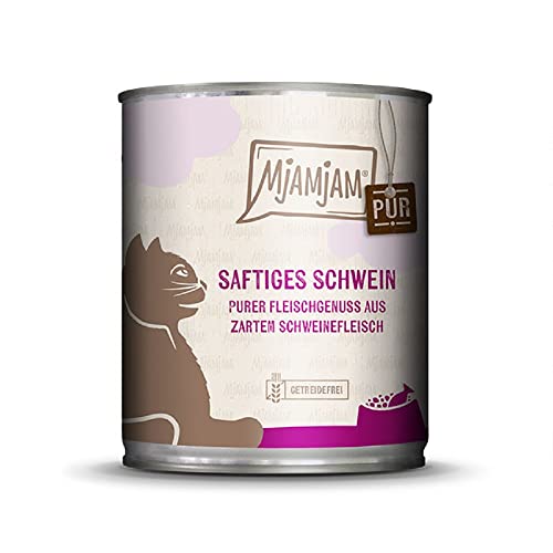 MjAMjAM - Premium Nassfutter für Katzen - Reines saftiges Schweinefleisch, 1er Pack (1 x 800 g), getreidefrei mit extra Fleisch von MjAMjAM