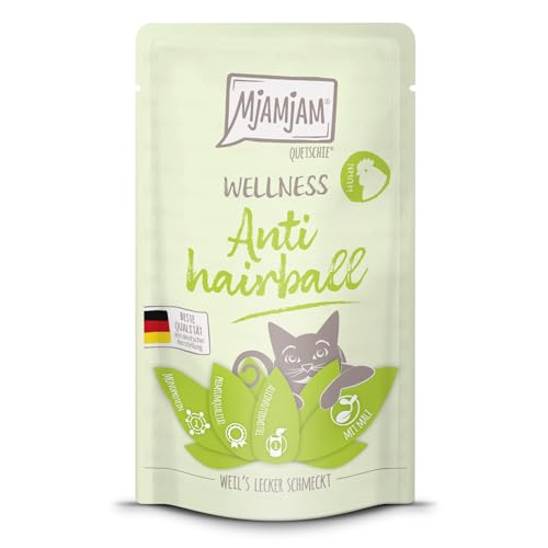 MjAMjAM - Premium Nassfutter für Katzen - Wellness - Anti Hairball - Huhn, 1er Pack (1 x 125g), getreidefrei von MjAMjAM