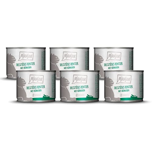 MjAMjAM - Premium Nassfutter für Katzen - deliziöses Rentier mit Hühnchen an leckeren Möhrchen, 6er Pack (6 x 200 g), getreidefrei mit extra viel Fleisch von MjAMjAM