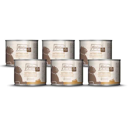 MjAMjAM - Premium Nassfutter für Katzen - purer Fleischgenuss - saftiges Hühnchen pur, 6er Pack (6 x 200 g), getreidefrei mit extra viel Fleisch von MjAMjAM