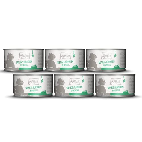 MjAMjAM - Premium Nassfutter für Katzen - saftiges Hühnchen an Brokkoli, 6er Pack (6 x 100 g), getreidefrei mit extra viel Fleisch von MjAMjAM