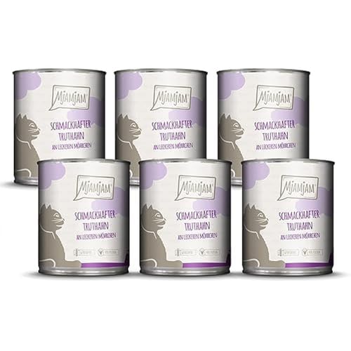 MjAMjAM - Premium Nassfutter für Katzen - schmackhafter Truthahn an leckeren Möhrchen, 6er Pack (6 x 800 g), getreidefrei mit extra viel Fleisch von MjAMjAM