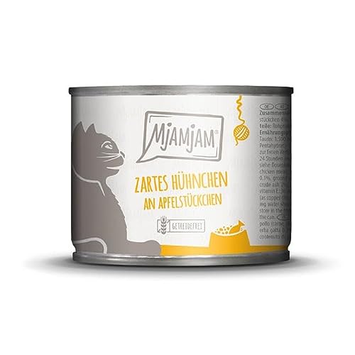 MjAMjAM - Premium Nassfutter für Katzen - zartes Hühnchen an schmackhaften Apfelstückchen, 1er Pack (1 x 200 g), getreidefrei mit extra viel Fleisch von MjAMjAM