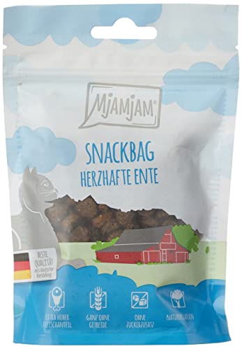 MjAMjAM - Premium Katzensnack - Snackbag - herzhafte Ente, 1er Pack (1 x 125 g), naturbelassen ganz ohne synthetische Konservierungsstoffe von MjAMjAM
