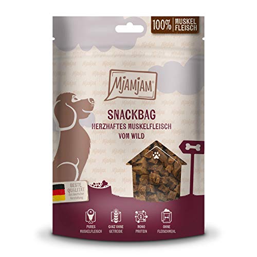 MjAMjAM - Premuim Hundesnack - Snackbag - herzhaftes Muskelfleisch vom Wild, 1er Pack (1 x 100 g), naturbelassen ganz ohne synthetische Konservierungsstoffe von MjAMjAM