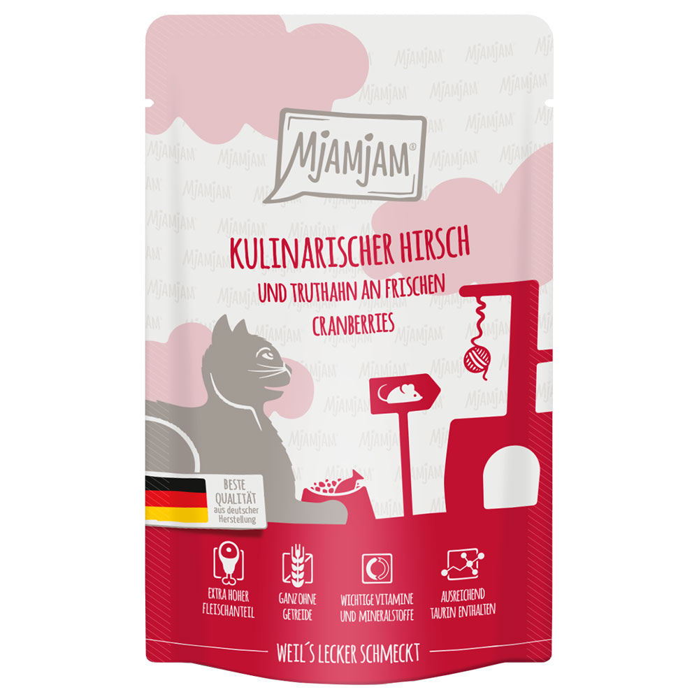 MjAMjAM Quetschie 12 x 125 g - kulinarischer Hirsch und Truthahn an frischen Cranberries MjAMjAM Quetschie 12 x 125 g - kulinarischer Hirsch und Truthahn an frischen Cranberries von MjAMjAM