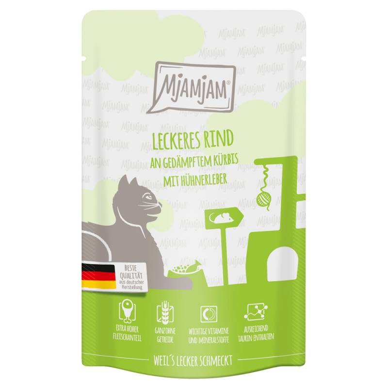 MjAMjAM Quetschie 12 x 125 g - leckeres Rind an gedämpftem Kürbis von MjAMjAM