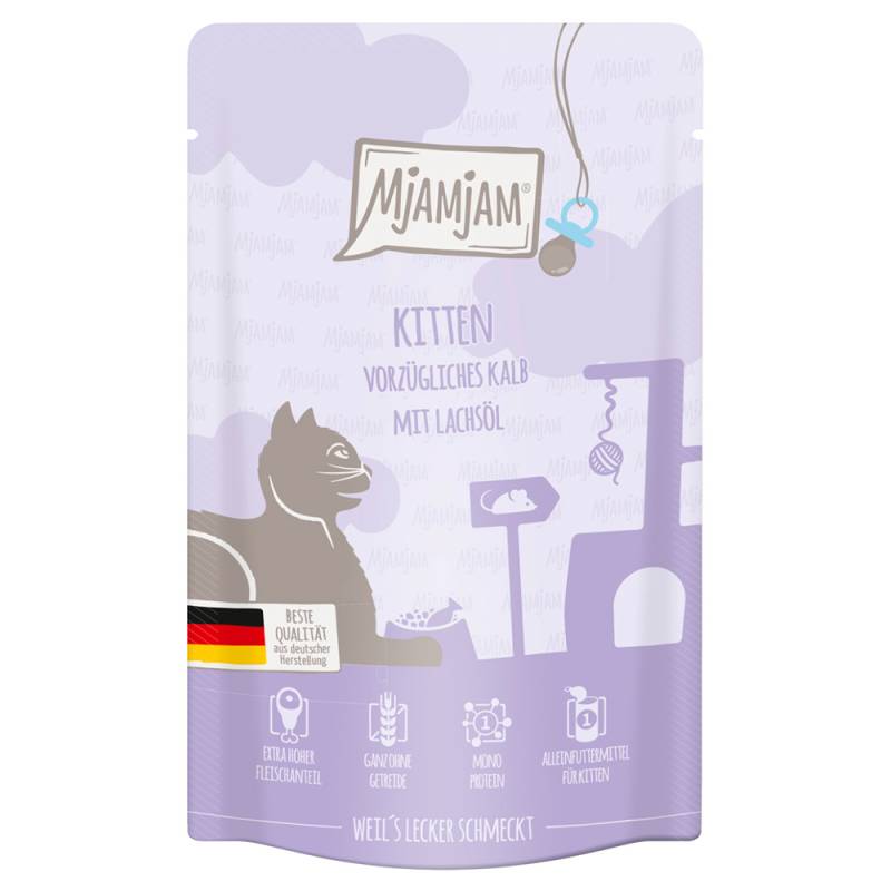 MjAMjAM Quetschie Kitten 12 x 125 g - vorzügliches Kalb mit Lachsöl MjAMjAM Quetschie Kitten 12 x 125 g - vorzügliches Kalb mit Lachsöl von MjAMjAM